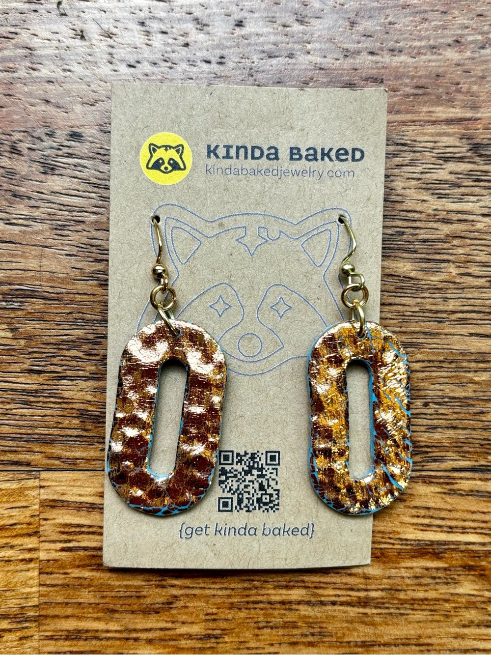 Kinda Baked - Metallic Copper Textured Oval Dangle Earrings - NEW
